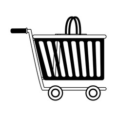 Canvas Print - Shopping cart with bag inside vector illustration graphic design