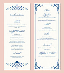 Wall Mural - ornate wedding menu card. swirl floral template. classic vintage design.