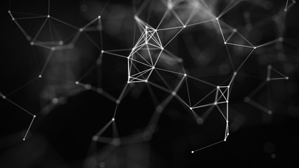 Technology concept background. Concept of Network. Abstract science geometrical background with connecting dots and lines. Big data visualization.