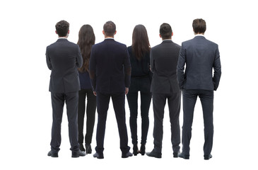 Sticker - Back view group of business people. Rear view. Isolated over white background.