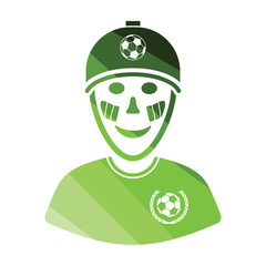 Poster - Football fan with painted face by italian flags icon