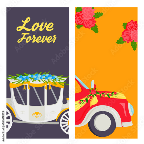 Wedding fashion transportation traditional cards auto expensive retro ceremon...