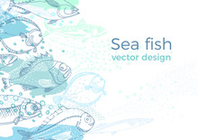 Marine Vector Background Of Nature Sea Fish