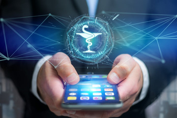 Wall Mural - pharmacy medical icon on a futuristic interface
