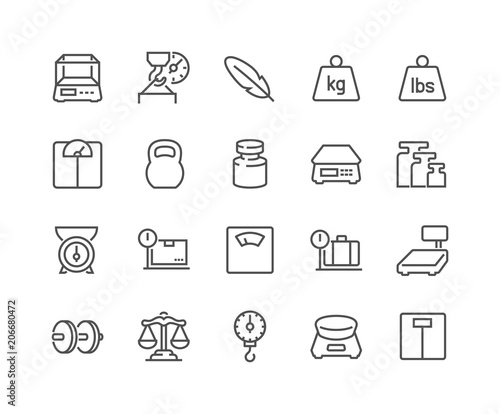 Cuadros en Lienzo Simple Set of Weight Related Vector Line Icons