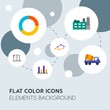 © djvectors - business, industry, charts flat vector icons and elements background with circle bubbles networks.Multipurpose use on websites, presentations, brochures and more