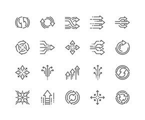Simple Set of Abstract Transition Related Vector Line Icons. Contains such Icons as Update, Conversion, Path and more. Editable Stroke. 48x48 Pixel Perfect.