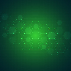 Science background with hexagons design. Geometric abstract background with molecular structure.