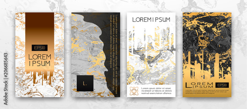 Gold, black, white marble template, artistic covers design, colorful texture,...