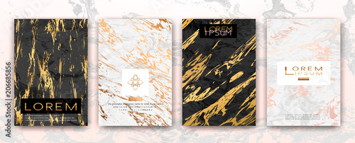Gold, black, white marble template, artistic covers design, colorful texture,...