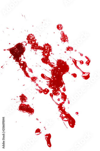 Smeared blood, spatter, dripping isolated on white background © dule964