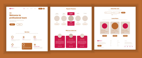 Wall Mural - website page vector. business website. web page. landing design site scheme template. product testim