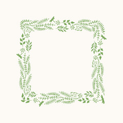 Wall Mural - Vector flourish frame with herbs and leaves. 