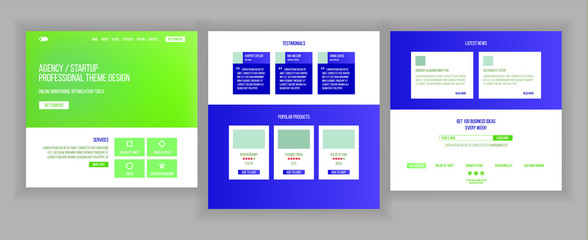 Wall Mural - website page vector. business agency. web page. design front end site scheme. landing template. prot