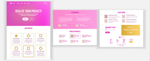 Wall Mural - main web page design vector. website business reality. landing template. creative project. informati