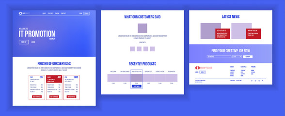 Wall Mural - website design template vector. business technology. landing web page. modern online servises. promo