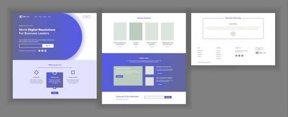 Wall Mural - web page design vector. website business concept. web design and development. landing template. glob