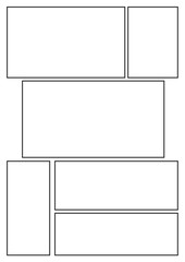 Wall Mural - manga storyboard layout template for rapidly create the comic book style. A4 design of paper ratio is fit for print out.