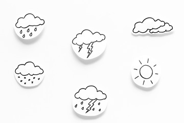 Wall Mural - modern weather icons set on white background top view