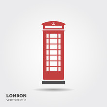 London Telephone Booth Isolated On White Background.
