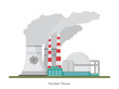 Vector nuclear power plant on white background.