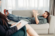 © Nomad_Soul - Male patient at psychologist reception, stress