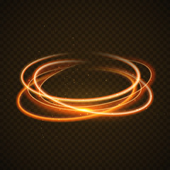 Wall Mural - Gold circle light effect background. Swirl glow magic line trail. Light effect motion