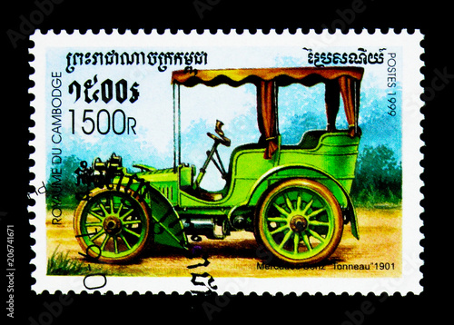 Poster Mercedes-Benz model 1901, Vintage cars serie, circa 1999