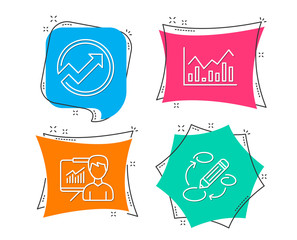 Wall Mural - set of audit, infochart and presentation icons. keywords sign. arrow graph, stock exchange, educatio