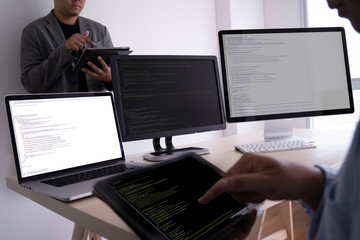 Wall Mural - programmer working developing programming technologies web design online technology