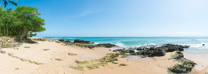 Wall Mural - Isolated paradise beach with sunny beautiful day