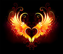 Angel Fire Heart With Wings