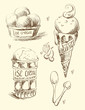 Ice cream. Pencil drawing. Sketch. Vector