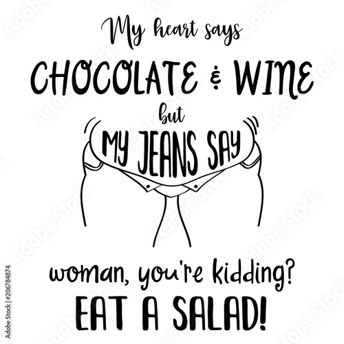 Cuadros en Lienzo Funny hand drawn quote about diet