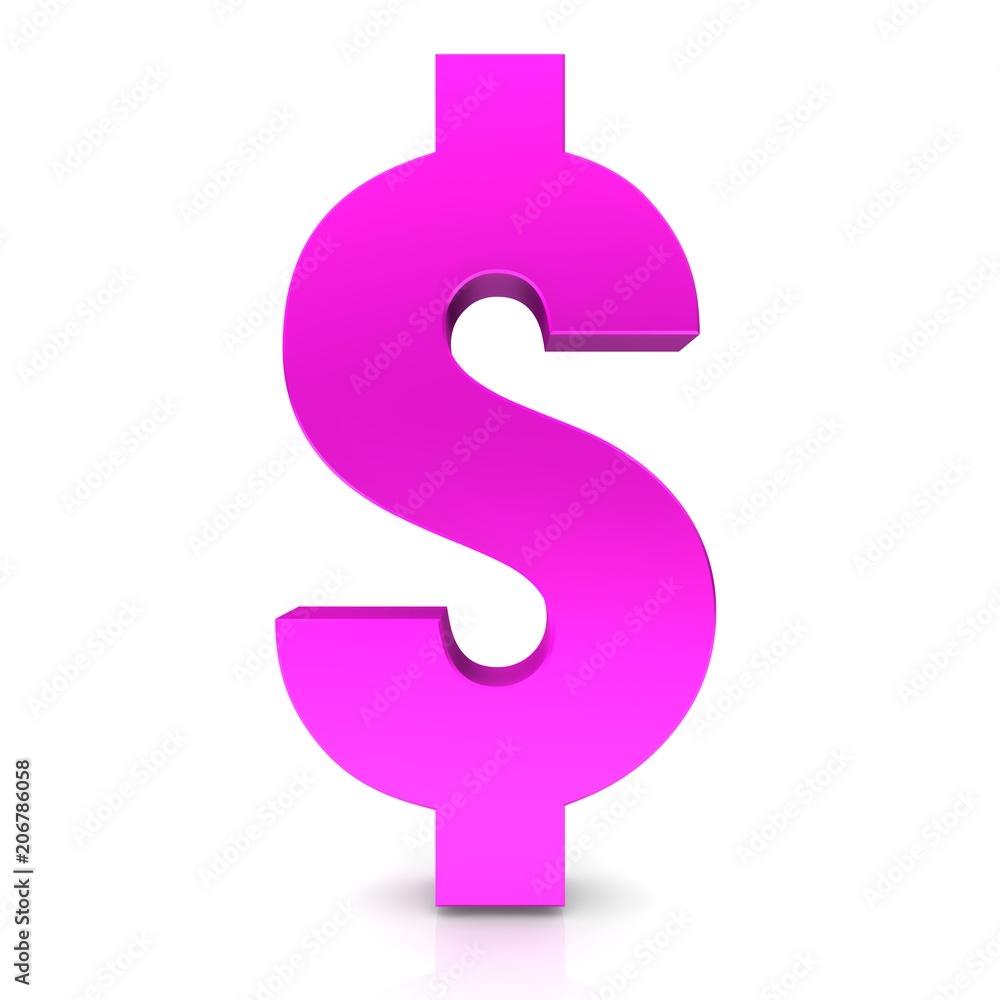 dollar sign 3d us dollar money symbol pink isolated 素材庫插圖| Adobe Stock