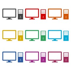 Sticker - Desktop computer icon, color icons set