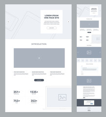Wall Mural - one page website design template for business. landing page wireframe. flat modern responsive design