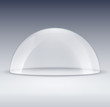 Glass dome container mock-up. Plastic dome model cover for exhibition isolated. Blank vector transparent dome