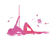 Vector silhouette pole dance with watercolor texture on a white background. Hand scketch exotic dance vector illustration. Pink isolated clipart for logotype, badge, icon, logo, banner, tag, clothes