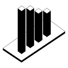 Wall Mural - business financial bar graph statistics isometric vector illustration black and white