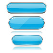 Blue glass 3d buttons with chrome frame. Oval icons
