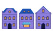 Houses. Old european city street with residential buildings. Flat style