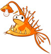  Illustration of a Monk fish. Deep-water fish. Cartoon Character 