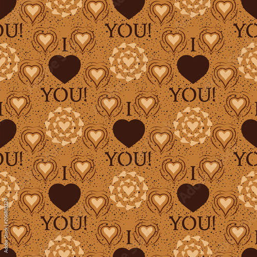 I love you text heart sharp vector seamless pattern background card beautiful...