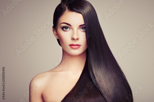 Beautiful Woman With Long Smooth Hair Girl With Perfect