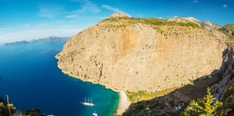Wall Mural - Butterfly valley sea view and boat Oludeniz,Turkey