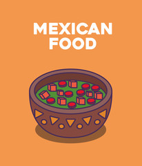 Wall Mural - mexican sauce bowl over orange  background, colorful design. vector illustration