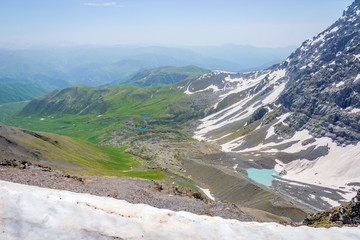 Wall Mural - White, blue and green lake, Chauki, Georgia