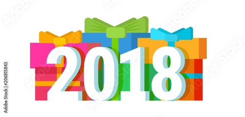 2018 happy New Year calendar Christmass text for Holiday calendar print color...