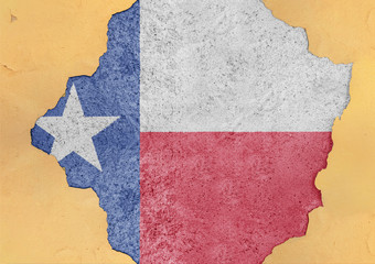 Wall Mural - Flag of US state Texas in big broken material concrete hole facade structure